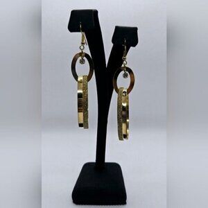 Double Hoop Textured Gold Tone Earrings